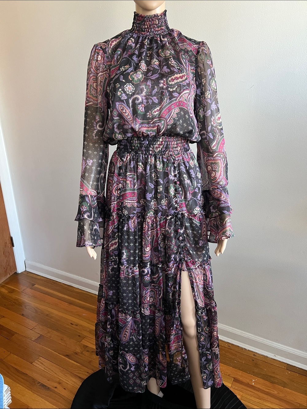MISA LOS ANGELES BETHANY Maxi Dress Color: Gypset Long Sleeve Size XS - Picture 9 of 17